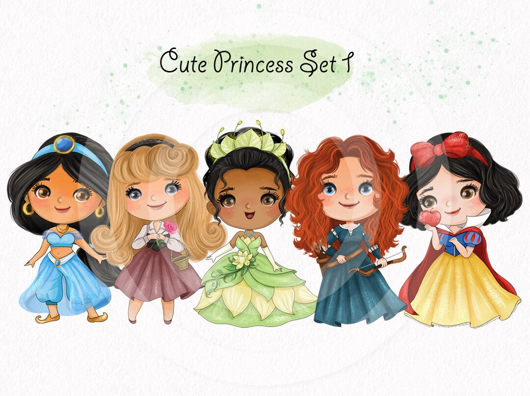 Princess Inspiration Cute Princess Inspiration Clipart PNG Set 1,PNG Files 300 Dpi. - Etsy