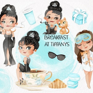 Audrey Hepburn, Breakfast at Tiffany&#39;s clipart instant download PNG file - 300 dpi