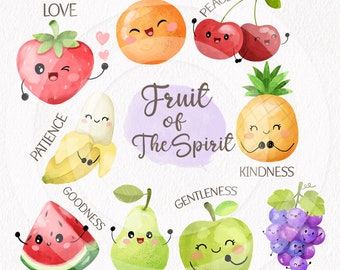 The Fruitage of the Spirit Clip Art- bible based - bible characters clipart PNG files 300 dpi.