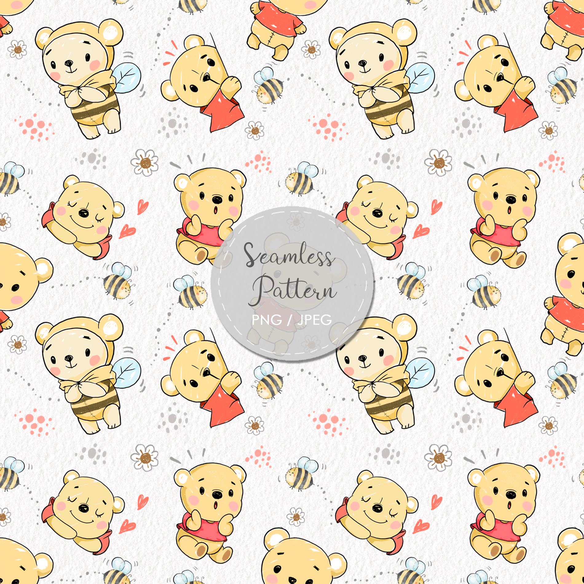 Cute Bear Seamless Pattern, Instant Download PNG File - 300 Dpi - Etsy