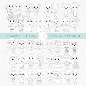 Digitale stempel Children of the World BUNDEL clipartset