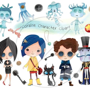 Blue Hair Girl Clipart: Halloween Character PNG (Digital Download)