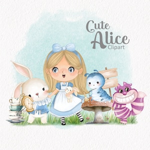 Petite Alice clipart, fichiers PNG clipart de conte de fées 300 dpi.