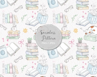 Book Seamless Pattern, instant download PNG file - 300 dpi