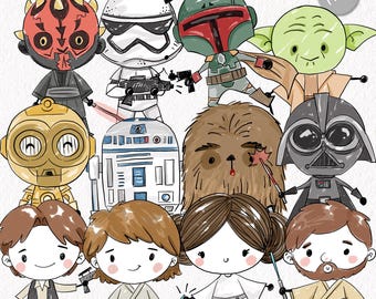 Space characters Hand Drawn ,doodle clipart, Seamless Pattern, instant download PNG file - 300 dpi
