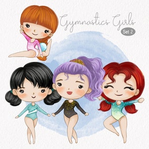 Gymnastics clipart set2 PNG files 300 dpi.