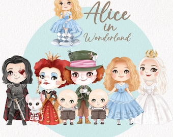 Alice in wonderland clipart, Fairy tale clipart PNG files 300 dpi.