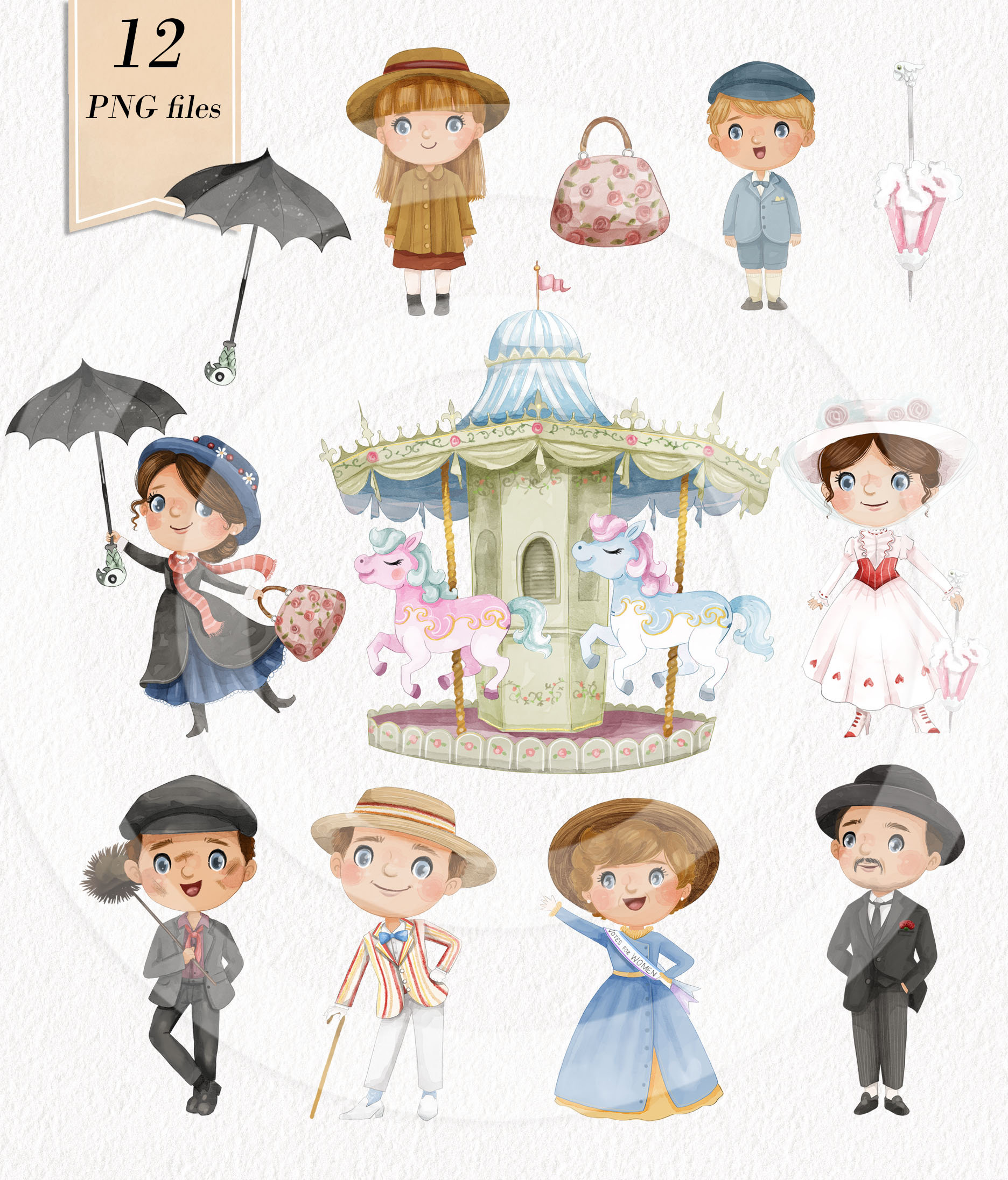 Mary Poppins Clipart Clipart Instant Download PNG File - 300 Dpi - Etsy