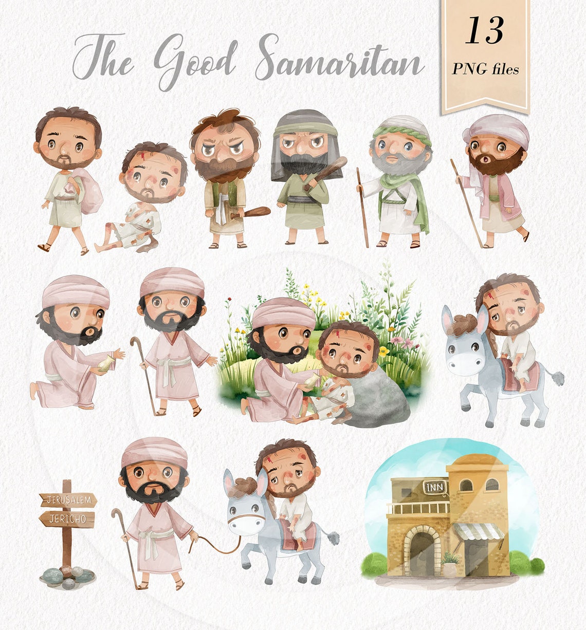 The Good Samaritan ,religion, Bible Stories Clipart PNG Files - Etsy