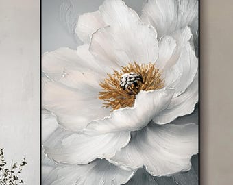 Original 3D Textured Floral Oil Painting on Canvas: Abstract Flower Art
