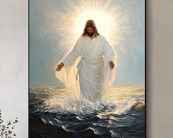 Hand-Painted Jesus Christ Canvas Art: Christian Religious Painting