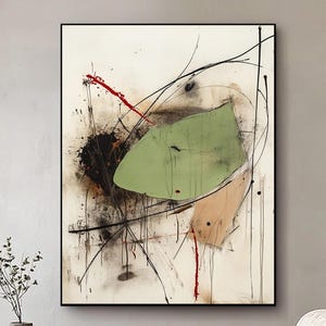 Handmade Beige Abstract Canvas Art: Wabi Sabi Landscape Painting