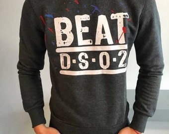 BNWT Luxury Mens Sweater Swetshirt Gray Print Dsq2 Beat Size: 2XL