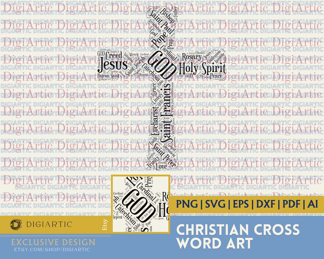 Christian Cross Word Art Collection, Inspirational 38 Sacred Word ...