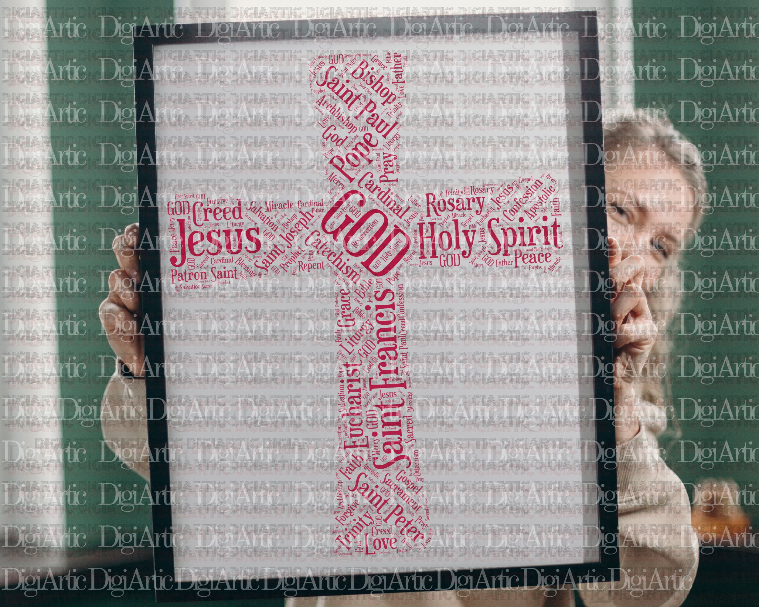 Christian Cross Word Art Collection, Inspirational 38 Sacred Word ...