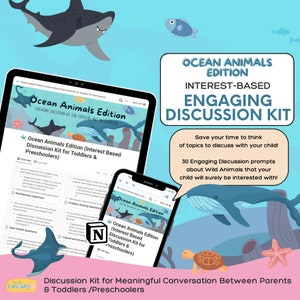 Discussion Kit About Ocean Animals for Kids Communication, Discussion Topics, Interest Based Discussion Kit for Toddlers & Preschoolers