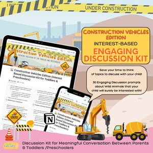 Discussion Kit About Construction Vehicles for Kids Discussion Topics, Interest Based Discussion Kit for Toddlers & Preschoolers
