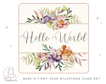 Printable Floral Baby's First Year Milestone Card Set