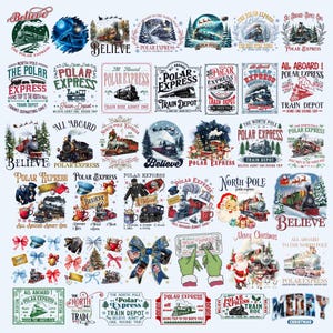 Believe North Pole Train Png Bundle: Polar Express, Merry Christmas (Digital Download)