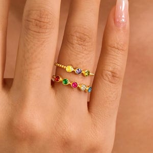 Family Birthstone Mothers Ring, Birthstone Ring Gold, Dainty Birthstone Ring, Personalized Gift For Mom, Rings for Women, Gift for Her