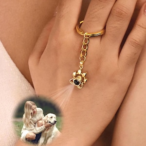Personalized Projection Photo Keychain, Custom Pet Photo Projection Keyring, Paw Pendant Memorial Keychain, Picture Keyring, Christmas Gift
