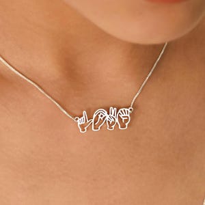 Colar personalizado em linguagem de sinais, colar com nome em linguagem de sinais, colar de amizade para mãe, colar "eu te amo" para ela, presente para surdos