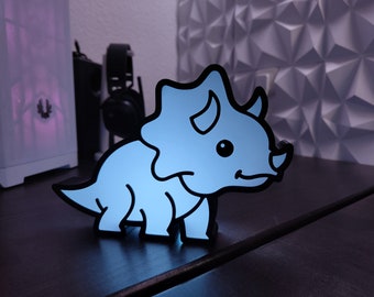 Süßes Dinosaurier Nachtlicht Pixel LED Triceratops für Kinder