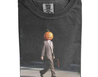 Dwight Pumpkin Head Business T-shirt, Funny Pumpkin Halloween Hoodie, Suit and Tie Pumpkin Head Dwight Character, Fall Spooky Sweatshirt