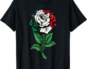 Mexican Rose Mexico Flag Mexican Unisex Hoodie, Mexicana Rose Shirt, Mexico Sweatshirt, Mexican Gift, Latina Gift, Rose Flower Tee