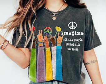 Imagine All The People Living Life In Peace Hoodie, Beatles Song Lyrics Shirt, John Lennon Music Sweatshirt, Hippie Life, Gift For Friend