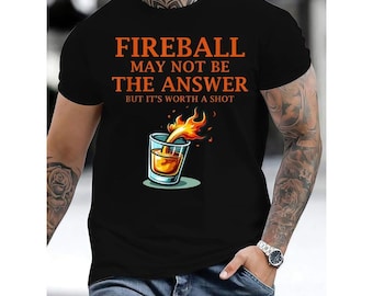 Camiseta Fireball, sudadera Fireball Whiskey, sudadera retro Whiskey, suéter de cuello redondo Fireball Lover, descarga digital "Vale la pena intentarlo"