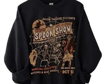Vintage Halloween Monster Mix-Up Graphic Sweatshirt, Ghost Horror Hoodie, Cute Autumn Horror Shirt, Unisex Casual Fall T-shirt