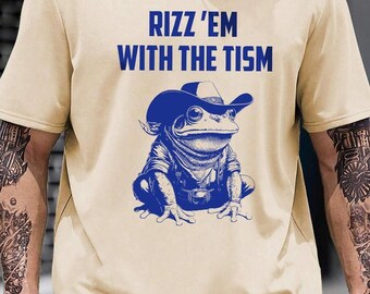Rizz Em With The Tism Vintage Hoodie, Autism Awareness T-shirt, Farmer Cute Frog Sweatshirt, Retro Cartoon Shirt, Meme Frog Tee, Fun Gift