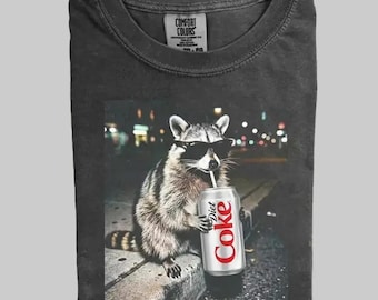 Comfort Colors Raccoon Diet Coke Tee, Funny Meme Raccoon Shirt, Trendy Shirt