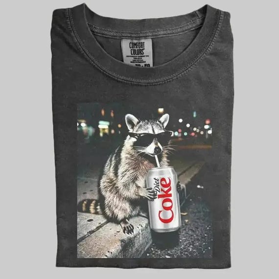 Comfort Colors Raccoon Diet Coke Tee, Funny Meme Raccoon Shirt, Trendy Shirt
