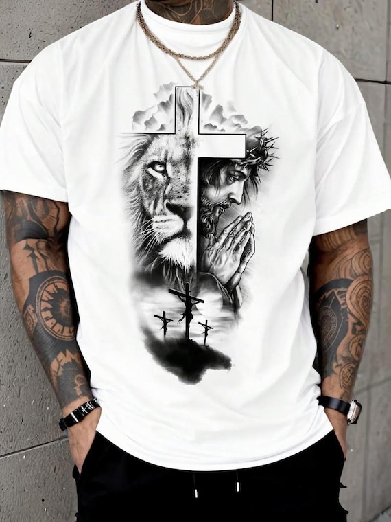 Christian Shirt, Blessed Shirt, Religious Shirt, Lion Cross Sweatshirt, Christ Jesus Shirt, Jesus Love Shirt, Trendy Hoodie