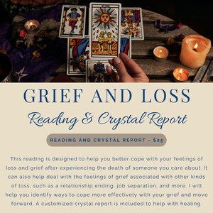 Lectura de Tarot de duelo y pérdida e informe de cristal personalizado