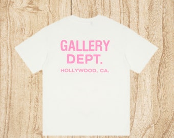 Gallery Dept T-Shirt, Unisex Graffiti Shirts, Hollywood CA Shirt, Gallery Dept Letter Print Short Sleeve, Hip-hop Gallery Dept Shirt