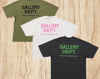 Gallery Dept T-Shirt, Unisex Graffiti Shirts, Hollywood CA Shirt, Gallery Dept Letter Print Short Sleeve, Hip-hop Gallery Dept Shirt