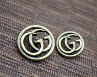 Vintage Gucci GG Interlock Bronze Buttons. 2 sizes