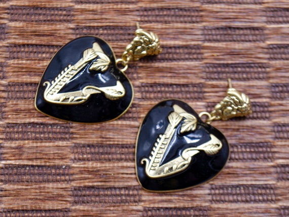 Vintage Versace Black Heart Studs earrings - image 4