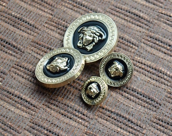 Vintage Versace Black  Medusa Buttons. 4 sizes