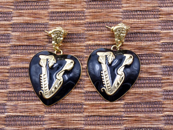 Vintage Versace Black Heart Studs earrings - image 1