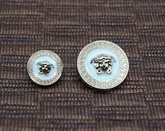 Vintage Versace White Medusa Buttons. 2 sizes