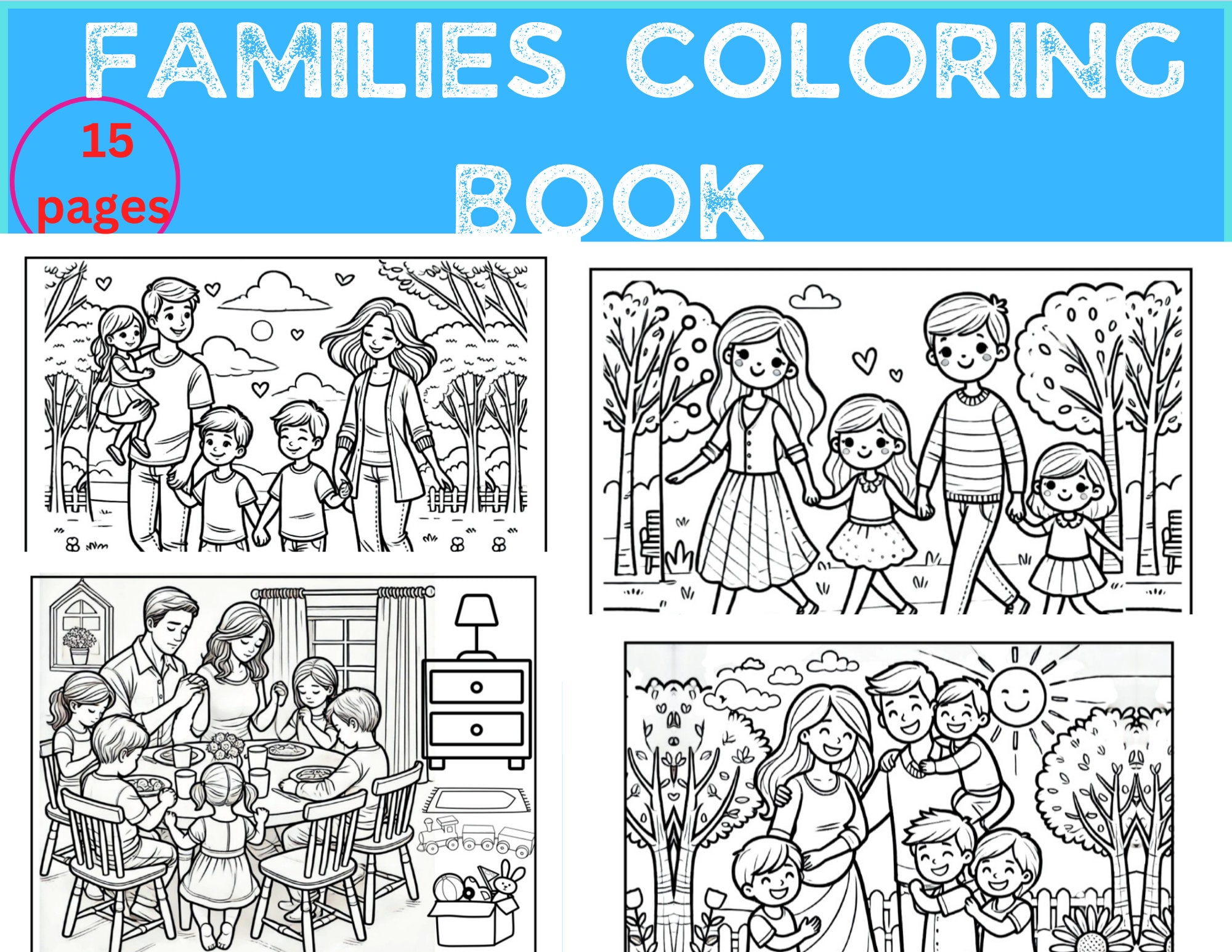 Families Coloring Worksheets: Diversity Printables (15 Pages) - Etsy, image size:2000x1545