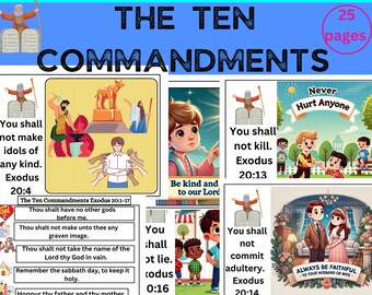 Ten Commandments Worksheets| Printable Bible Activity| Kids Bible Lesson| Sunday School Printables| Homeschool Printable|Instant Download