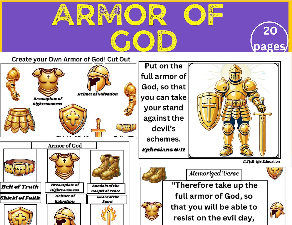 Armor of God | Armor of God Worksheets |sunday School Lesson |sunday ...