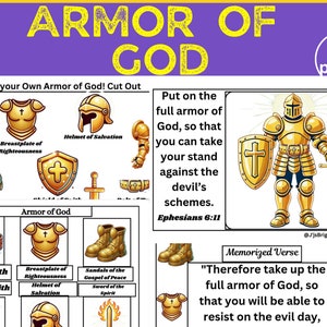 Armadura de Dios / Hojas de trabajo de la armadura de Dios / Lección de la escuela dominical / Imprimibles de la escuela dominical / Imprimibles bíblicos / Armadura de Dios / PDF / Biblia