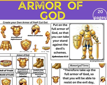 Armor of God | Armor of God Worksheets |Sunday School Lesson |Sunday School Printables | Biblical Printables | Armadura de Dios| PDFs|Bible