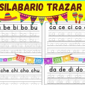 Spanish Syllable Worksheets: Silabario tracing for Learning (PDF)
